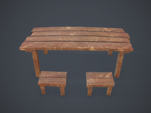 table and seat - pbr Modelo 3D