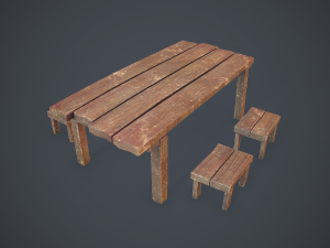 table and seat - pbr Modelo 3D