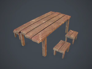 table and seat - pbr 3D Model