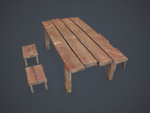 table and seat - pbr Modelo 3D