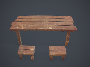 table and seat - pbr Modelo 3D
