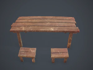 table and seat - pbr 3D Model