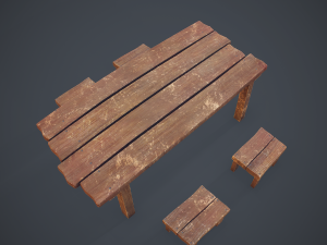 table and seat - pbr Modelo 3D