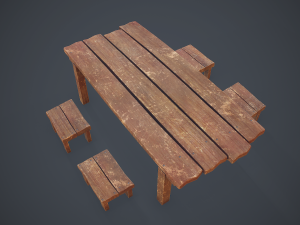table and seat - pbr Modelo 3D