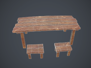 table and seat - pbr Modelo 3D