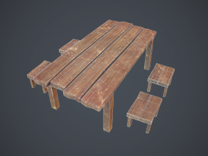 table and seat - pbr Modelo 3D