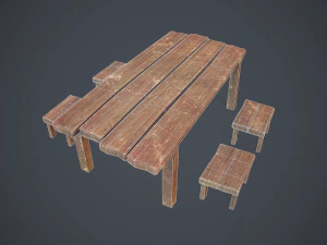 table and seat - pbr 3D Model