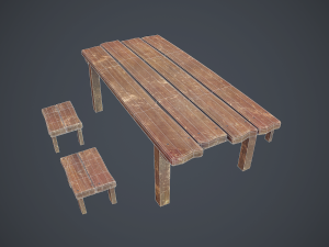 table and seat - pbr Modelo 3D