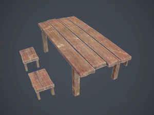 table and seat - pbr 3D Model