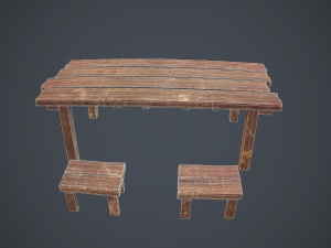 table and seat - pbr Modelo 3D