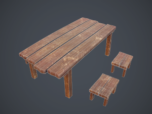 table and seat - pbr Modelo 3D