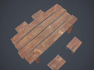 table and seat - pbr Modelo 3D