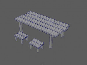 table and seat - pbr Modelo 3D