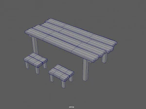 table and seat - pbr 3D Model