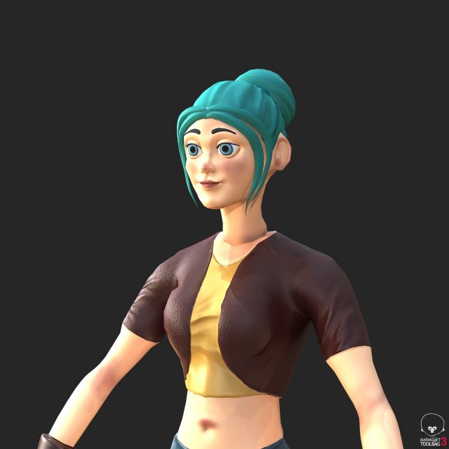 character stylized girl 3D Модель .c4d .max .obj .3ds .fbx .stl .blend