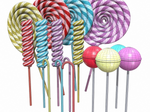 christmas colorful lollipops 3D Model
