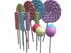 christmas colorful lollipops 3D Model