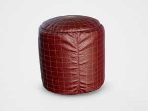 pouf leater stool - pbr Modelo 3D