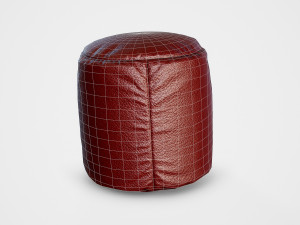 pouf leater stool - pbr Modelo 3D