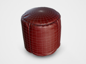 pouf leater stool - pbr Modelo 3D