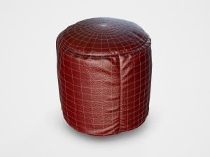 pouf leater stool - pbr Modelo 3D
