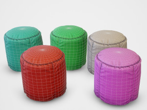 pouf stool colors - pbr 3D Model