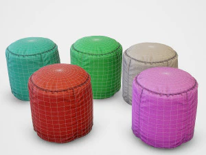 pouf stool colors - pbr 3D Model