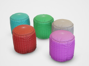 pouf stool colors - pbr 3D Model