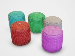 pouf stool colors - pbr 3D Model