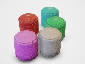 pouf stool colors - pbr 3D Model