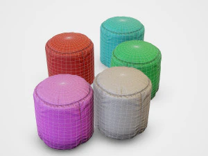 pouf stool colors - pbr 3D Model