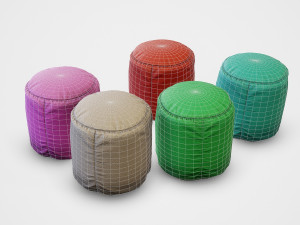 pouf stool colors - pbr 3D Model