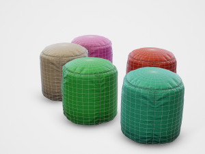 pouf stool colors - pbr 3D Model