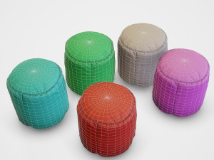 pouf stool colors - pbr 3D Model