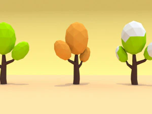 set di alberi bassi in poli Modello 3D