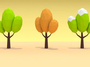 set di alberi bassi in poli Modello 3D