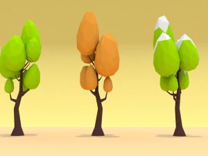 set di alberi bassi in poli Modello 3D