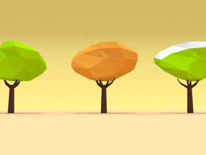 set di alberi bassi in poli Modello 3D