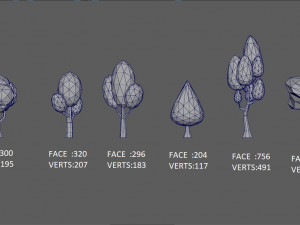 low poly trees set 3D Модель