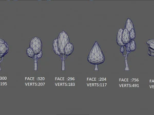 set di alberi bassi in poli Modello 3D