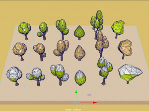 low poly trees set 3D Модель