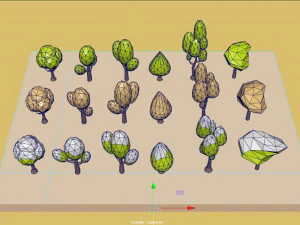 set di alberi bassi in poli Modello 3D