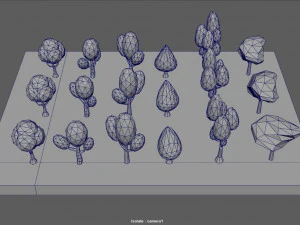 set di alberi bassi in poli Modello 3D
