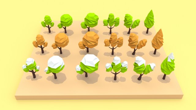 low poly trees pack Model 3D .c4d .max .obj .3ds .fbx .stl .blend 