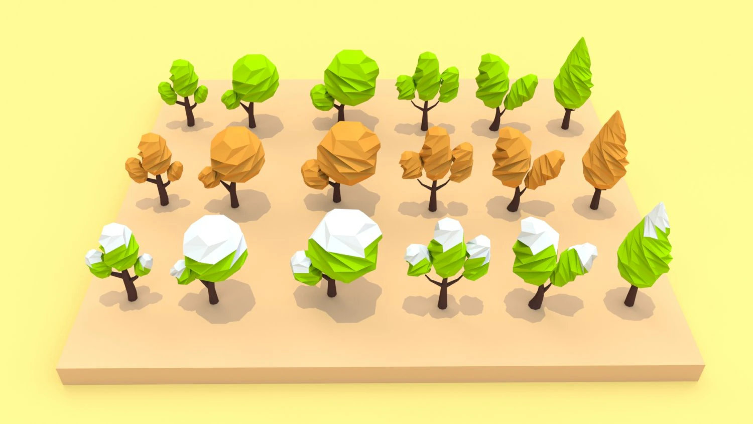 low poly trees pack 3D Model .c4d .max .obj .3ds .fbx .stl .blend 