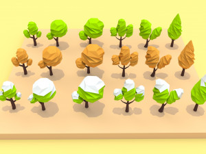 low poly trees pack 3D Model