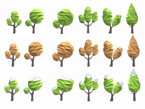 low poly trees pack Model 3D