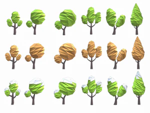 low poly trees pack 3D Model