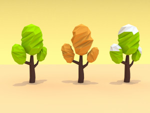 low poly trees pack Model 3D