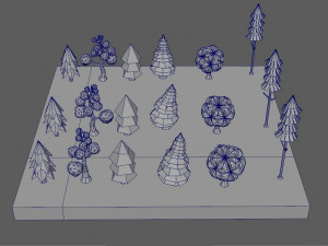 trees set 3D मॉडल